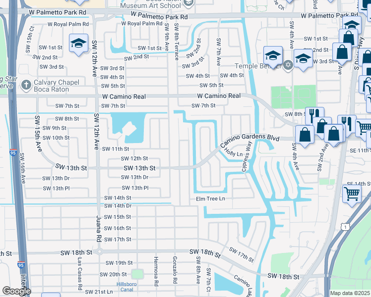 map of restaurants, bars, coffee shops, grocery stores, and more near 1137 Tamarind Way in Boca Raton