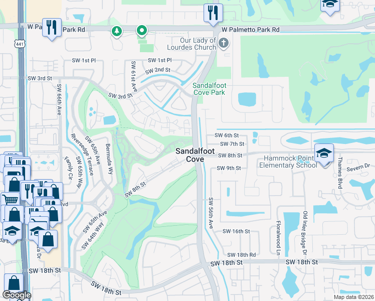 map of restaurants, bars, coffee shops, grocery stores, and more near 9235 Southwest 8th Street in Boca Raton