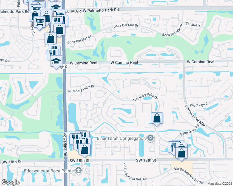map of restaurants, bars, coffee shops, grocery stores, and more near 6531 Parkview Drive in Boca Raton