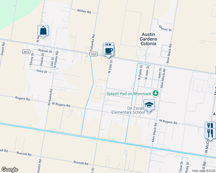 map of restaurants, bars, coffee shops, grocery stores, and more near 5847 Gardenia Street in Edinburg