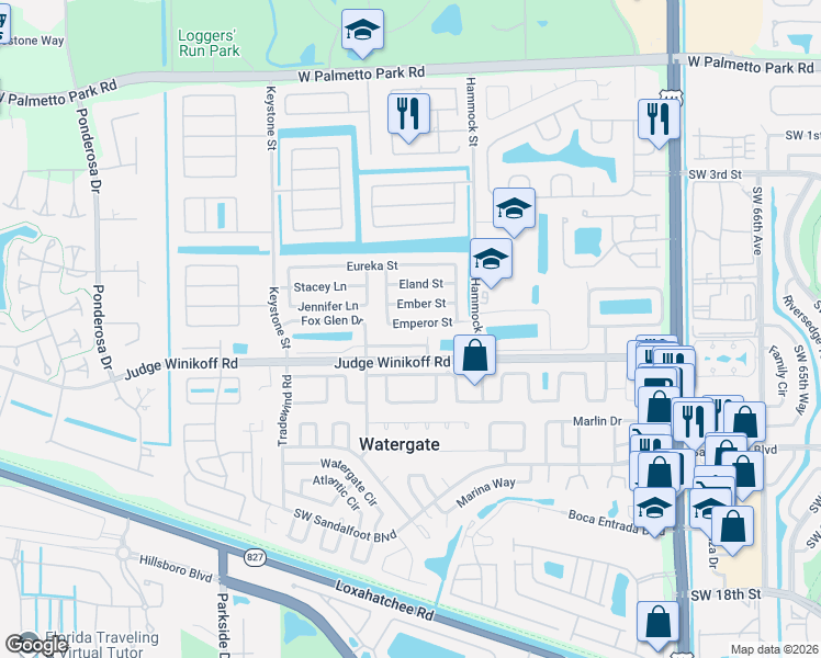 map of restaurants, bars, coffee shops, grocery stores, and more near 10663 Palm Spring Drive in Boca Raton