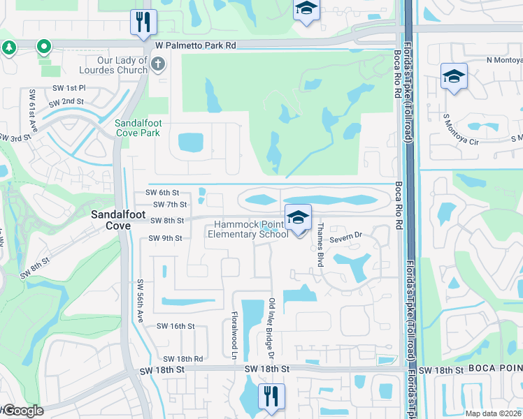map of restaurants, bars, coffee shops, grocery stores, and more near 8327 Boca Rio Drive in Boca Raton