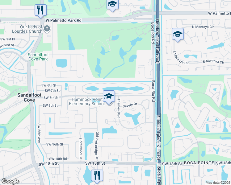 map of restaurants, bars, coffee shops, grocery stores, and more near 127 Boca Rio Drive in Boca Raton