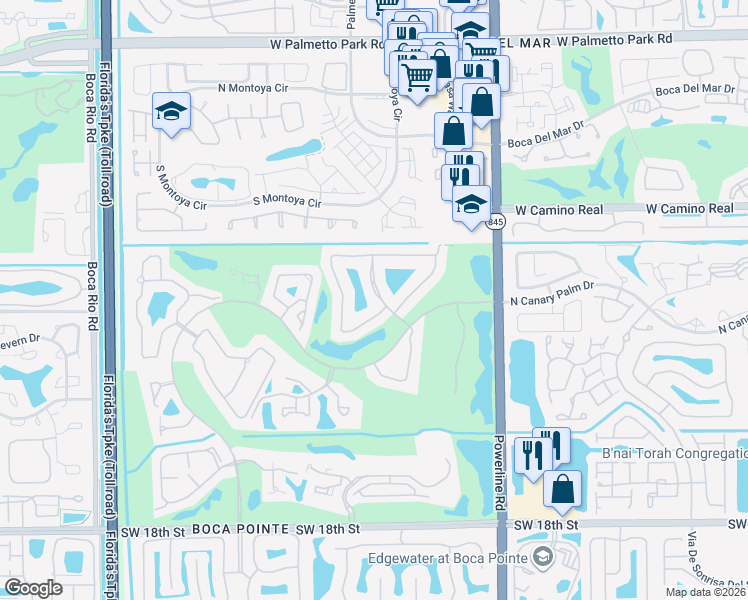map of restaurants, bars, coffee shops, grocery stores, and more near 22589 Esplanada Drive in Boca Raton