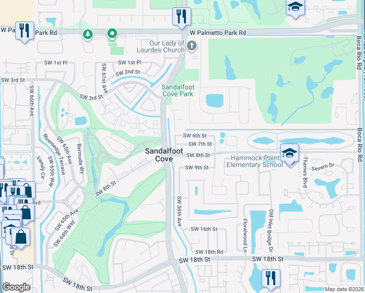map of restaurants, bars, coffee shops, grocery stores, and more near 9034 Southwest 7th Street in Boca Raton