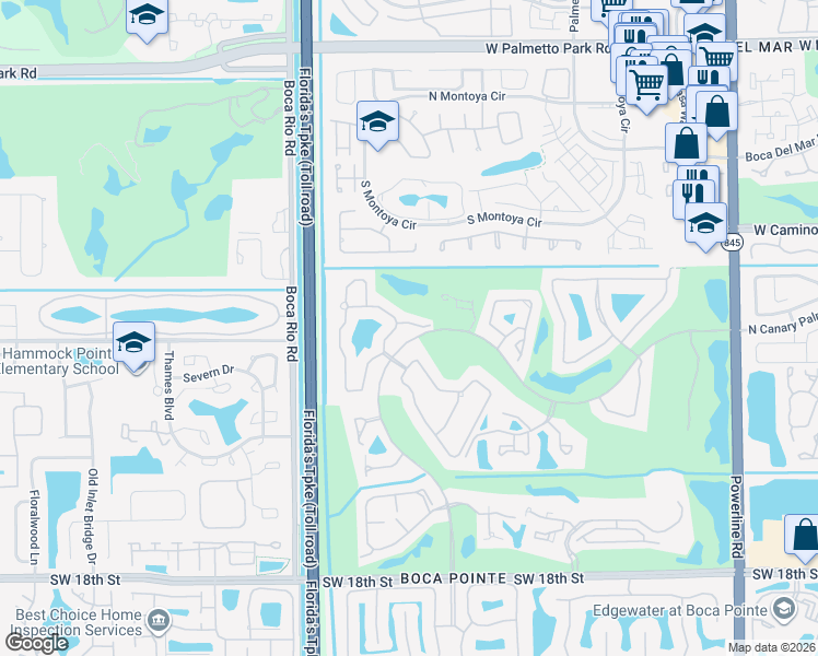 map of restaurants, bars, coffee shops, grocery stores, and more near 7589 La Corniche Circle in Boca Raton