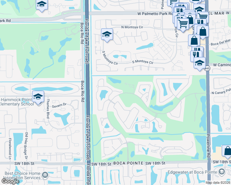 map of restaurants, bars, coffee shops, grocery stores, and more near 7589 La Corniche Circle in Boca Raton