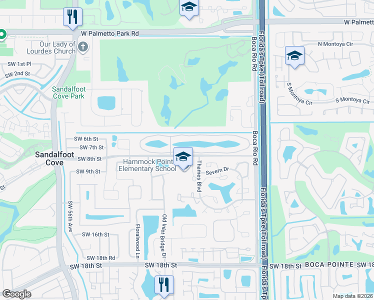 map of restaurants, bars, coffee shops, grocery stores, and more near 127 Boca Rio Drive in Boca Raton