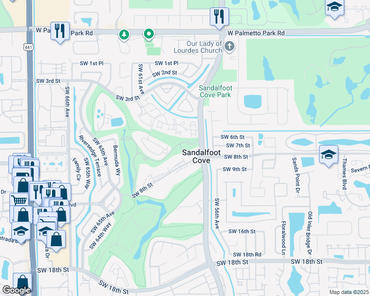 map of restaurants, bars, coffee shops, grocery stores, and more near 9400 Southwest 8th Street in Boca Raton