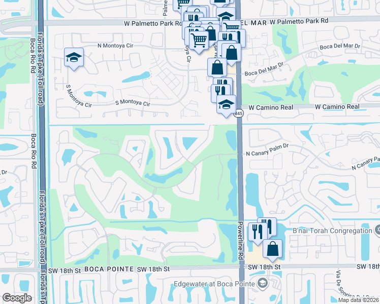 map of restaurants, bars, coffee shops, grocery stores, and more near 22498 Esplanada Circle in Boca Raton