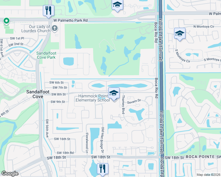 map of restaurants, bars, coffee shops, grocery stores, and more near 148 Boca Rio Drive in Boca Raton