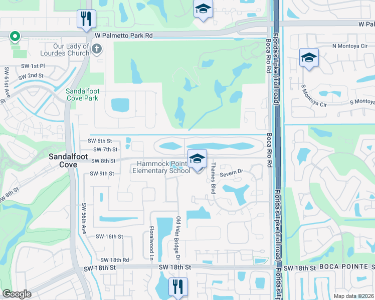 map of restaurants, bars, coffee shops, grocery stores, and more near 148 Boca Rio Drive in Boca Raton