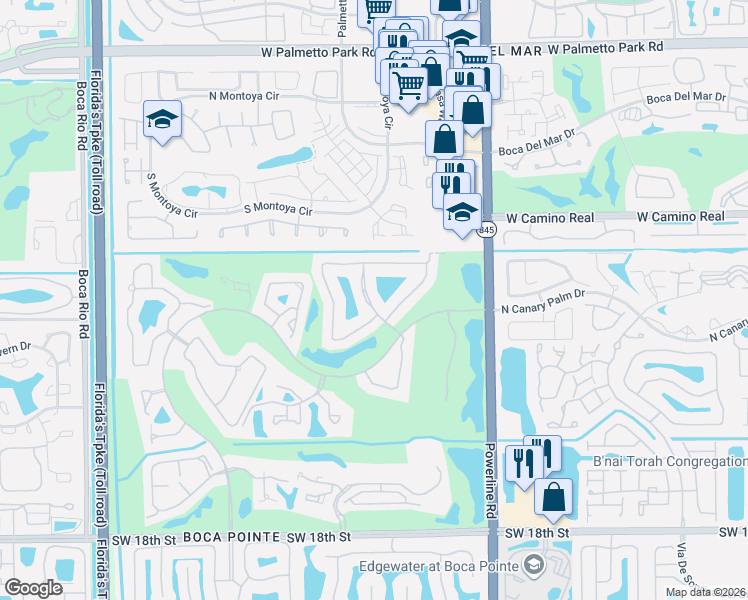 map of restaurants, bars, coffee shops, grocery stores, and more near 22498 Esplanada Circle in Boca Raton