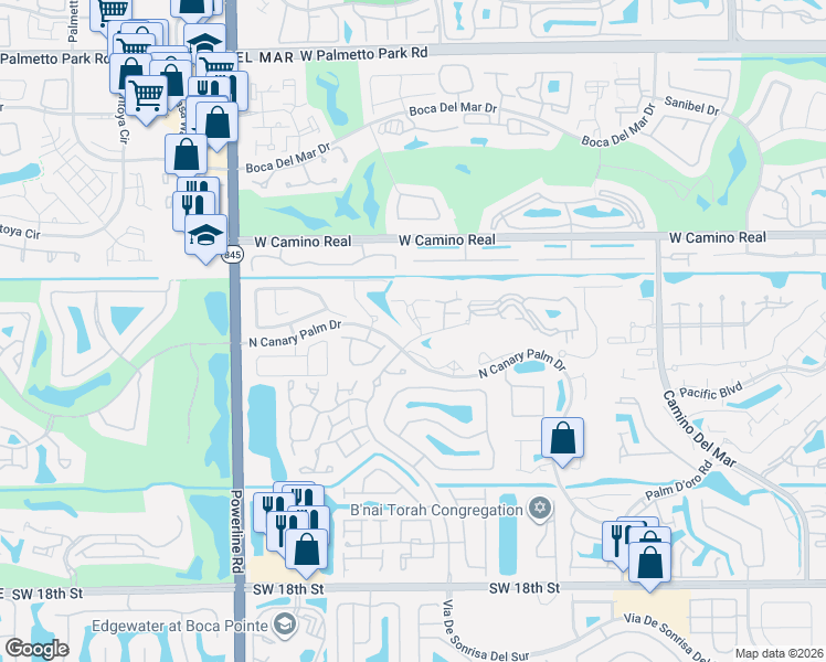 map of restaurants, bars, coffee shops, grocery stores, and more near 6531 Parkview Drive in Boca Raton