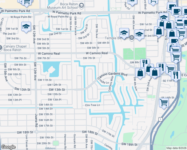 map of restaurants, bars, coffee shops, grocery stores, and more near 966 Pepperridge Terrace in Boca Raton