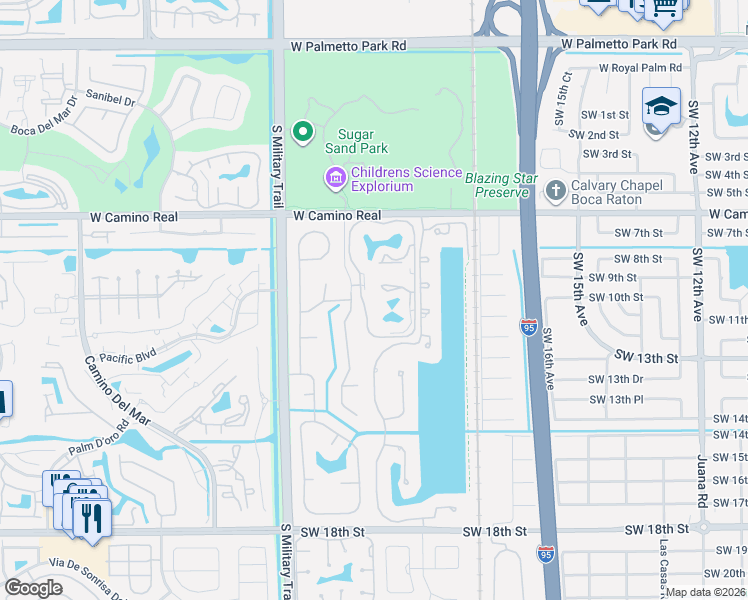 map of restaurants, bars, coffee shops, grocery stores, and more near 896 Southwest 9th Street Circle in Boca Raton