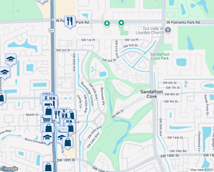 map of restaurants, bars, coffee shops, grocery stores, and more near 10025 Boca Vue Drive in Boca Raton