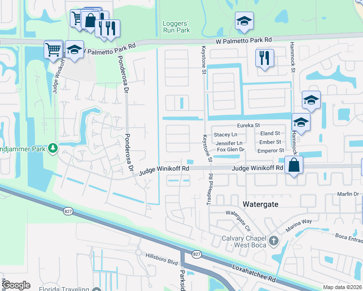 map of restaurants, bars, coffee shops, grocery stores, and more near 11154 Ladino Street in Boca Raton