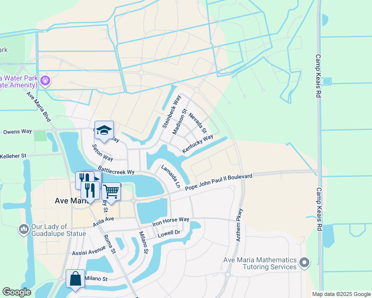 map of restaurants, bars, coffee shops, grocery stores, and more near 4374 Kentucky Way in Ave Maria