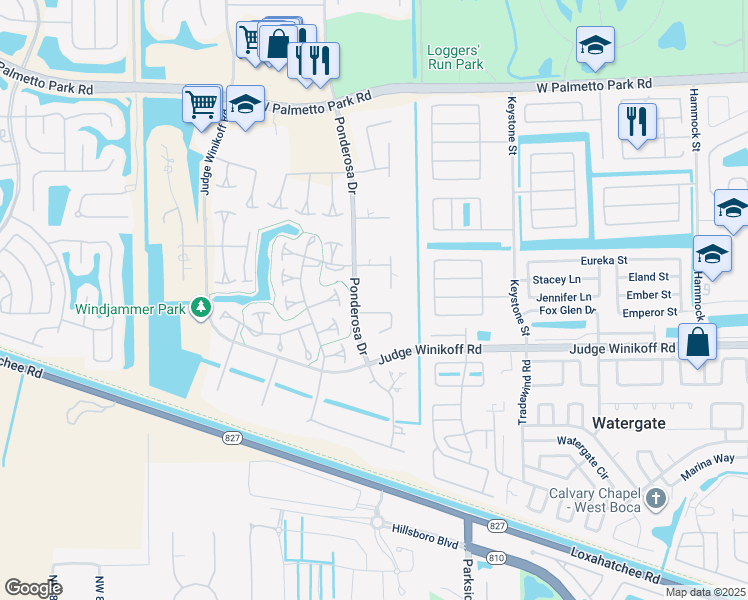map of restaurants, bars, coffee shops, grocery stores, and more near 11105 Orange Blossom Lane in Boca Raton