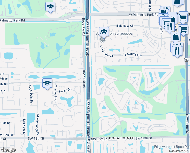 map of restaurants, bars, coffee shops, grocery stores, and more near 22654 Meridiana Drive in Boca Raton