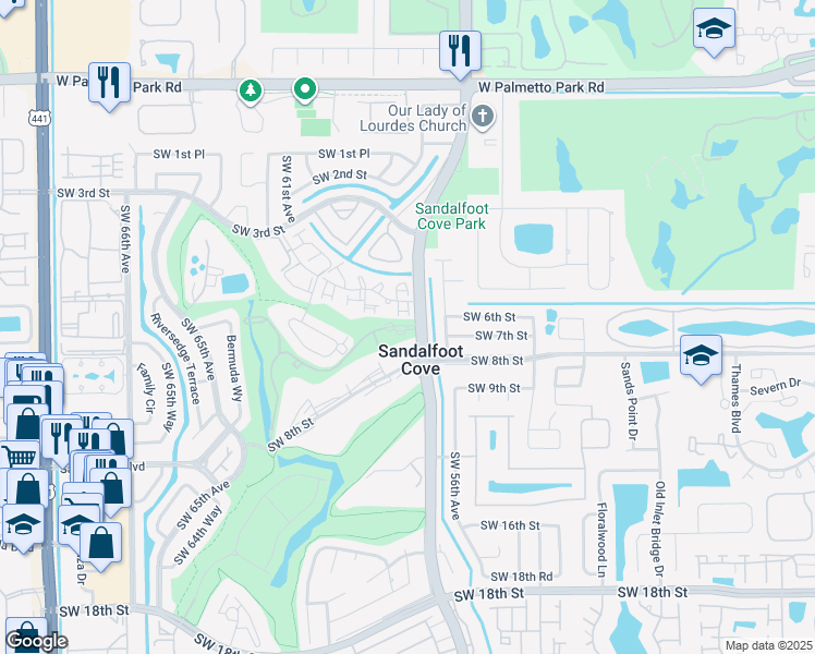 map of restaurants, bars, coffee shops, grocery stores, and more near 9130 Southwest 5th Street in Boca Raton