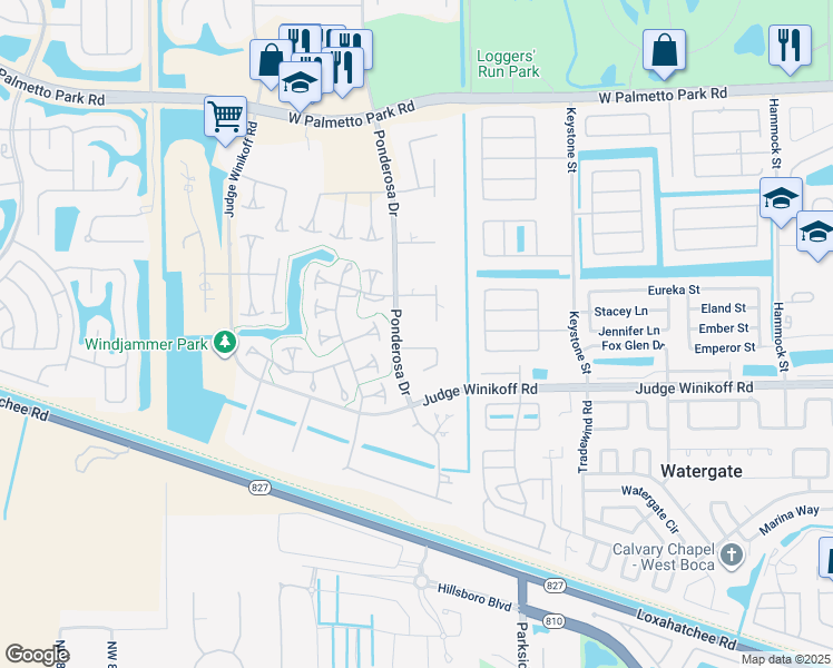 map of restaurants, bars, coffee shops, grocery stores, and more near 11105 Orange Blossom Lane in Boca Raton