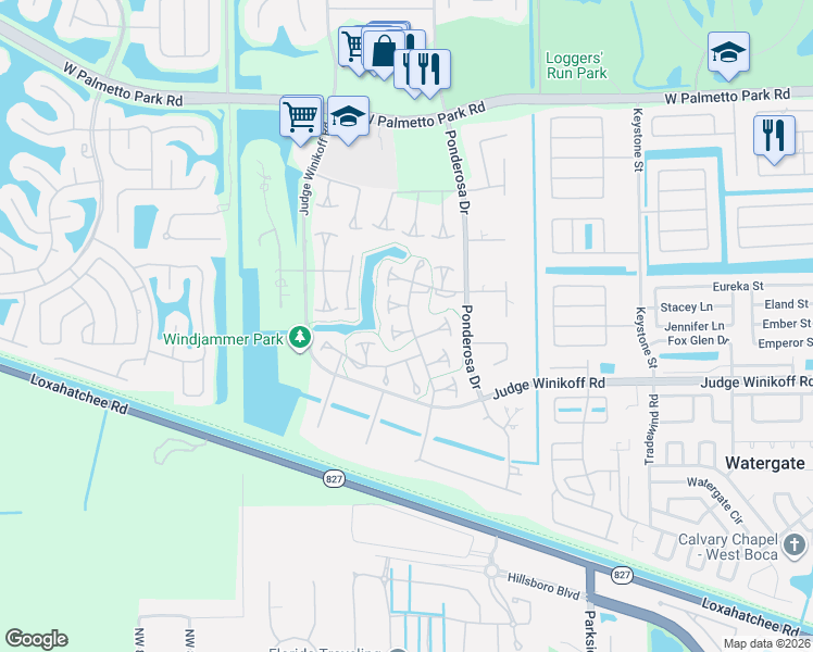 map of restaurants, bars, coffee shops, grocery stores, and more near 22541 Vistawood Way in Boca Raton