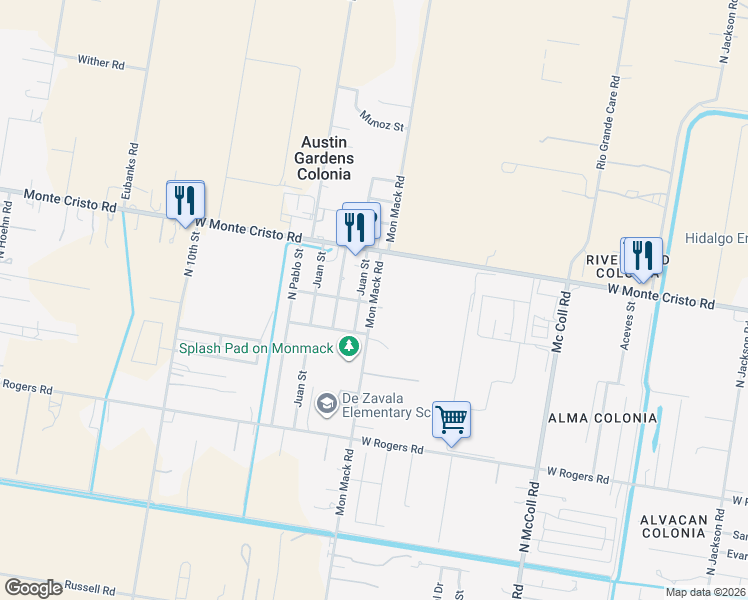 map of restaurants, bars, coffee shops, grocery stores, and more near 3428 Isabella Street in Edinburg