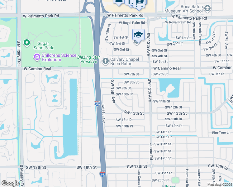 map of restaurants, bars, coffee shops, grocery stores, and more near 1398 Southwest 9th Street in Boca Raton
