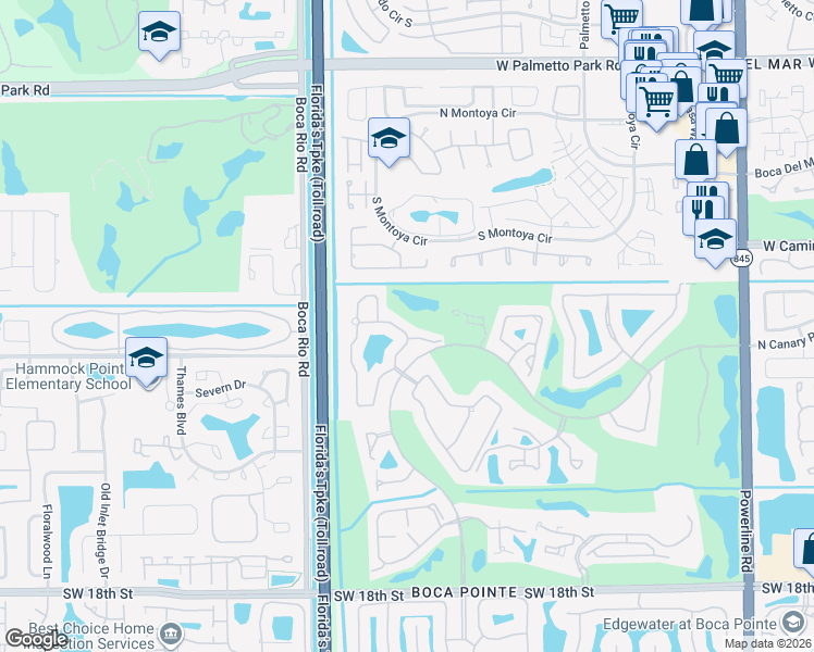 map of restaurants, bars, coffee shops, grocery stores, and more near 22591 Meridiana Drive in Boca Raton