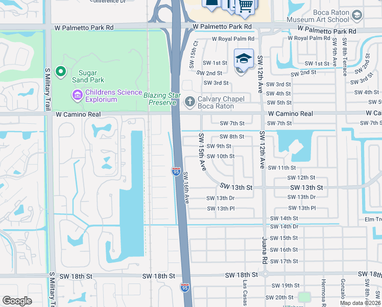 map of restaurants, bars, coffee shops, grocery stores, and more near 1530 Southwest 9th Street in Boca Raton