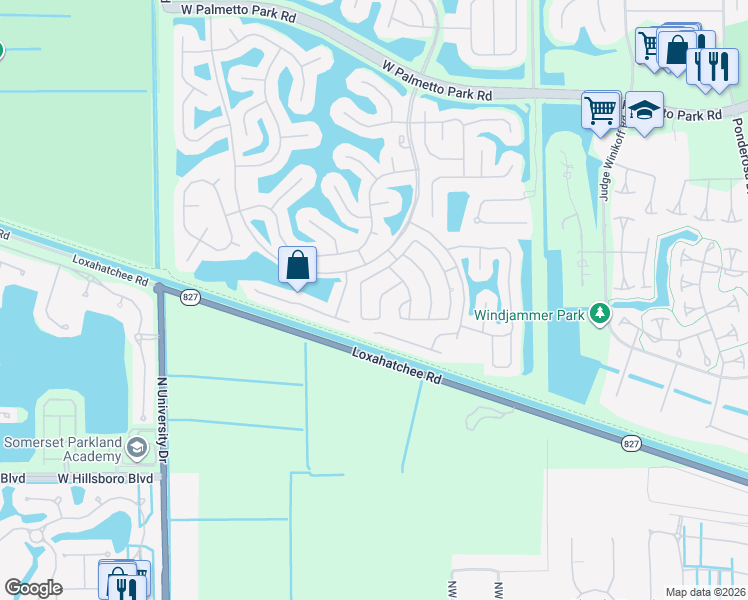map of restaurants, bars, coffee shops, grocery stores, and more near 22625 Blue Fin Trail in Boca Raton