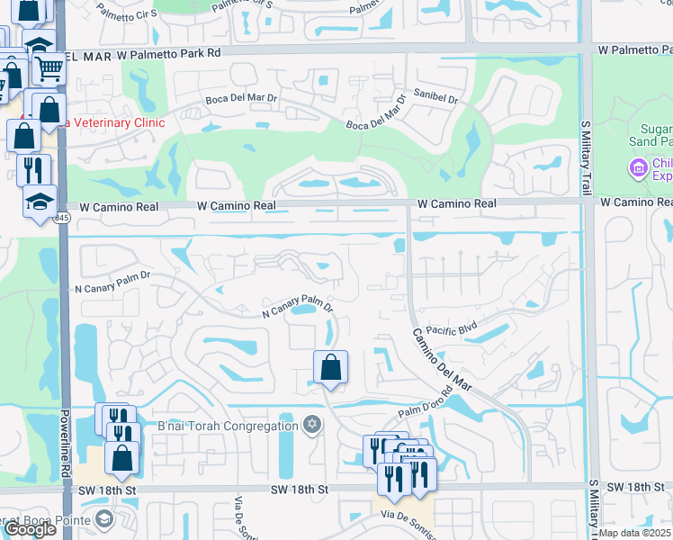 map of restaurants, bars, coffee shops, grocery stores, and more near 6323 La Costa Drive in Boca Raton