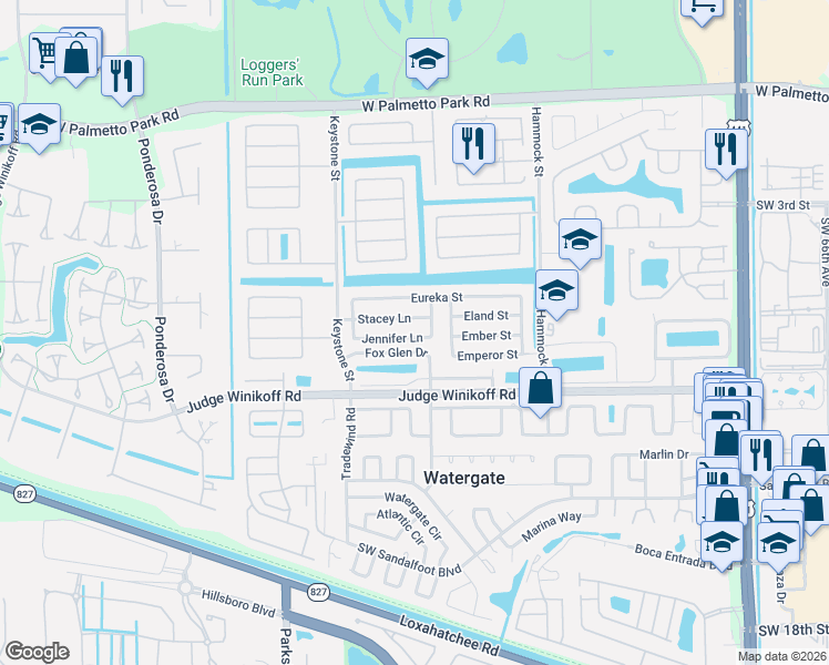 map of restaurants, bars, coffee shops, grocery stores, and more near 10825 Jennifer Lane in Boca Raton