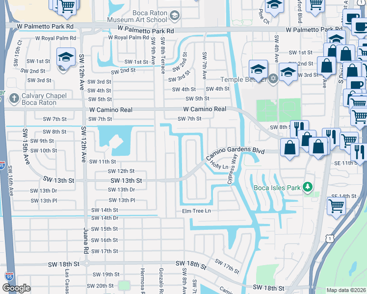 map of restaurants, bars, coffee shops, grocery stores, and more near 966 Pepperridge Terrace in Boca Raton