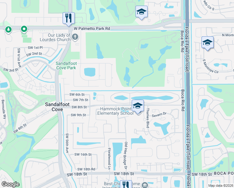 map of restaurants, bars, coffee shops, grocery stores, and more near 8235 Boca Rio Drive in Boca Raton