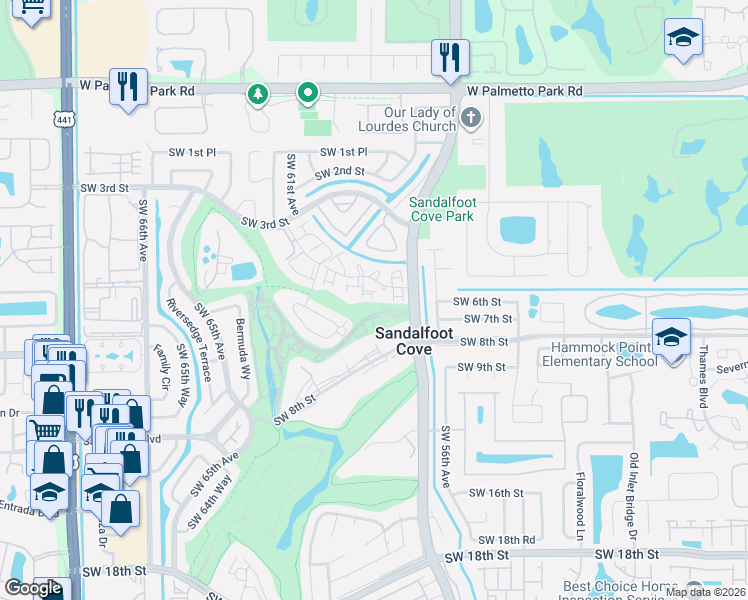 map of restaurants, bars, coffee shops, grocery stores, and more near 9222 Southwest 5th Street in Boca Raton