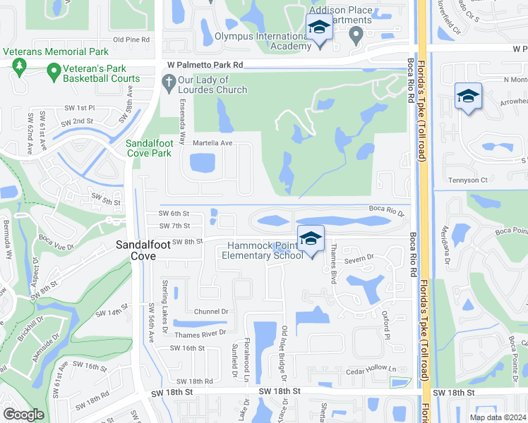 map of restaurants, bars, coffee shops, grocery stores, and more near 8259 Boca Rio Drive in Boca Raton
