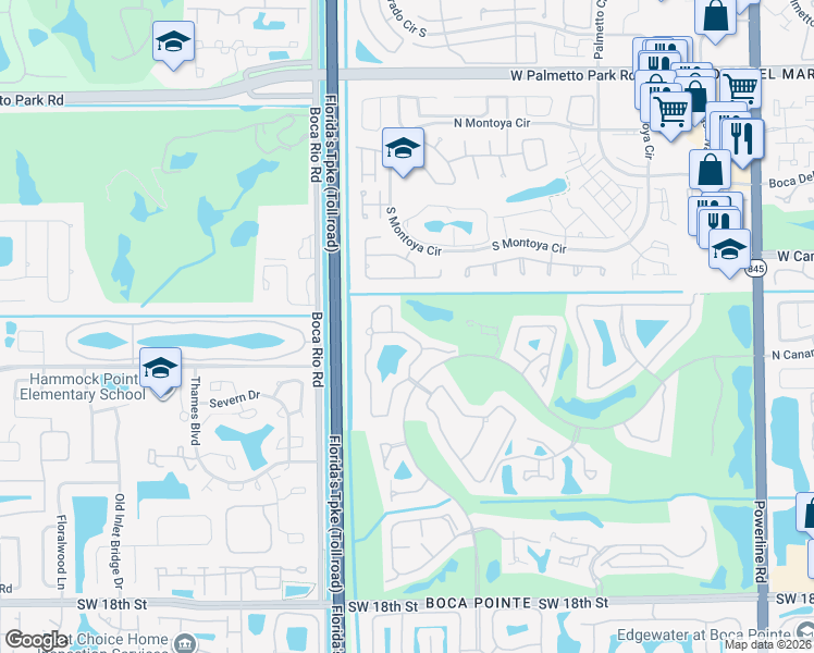 map of restaurants, bars, coffee shops, grocery stores, and more near 22591 Meridiana Drive in Boca Raton