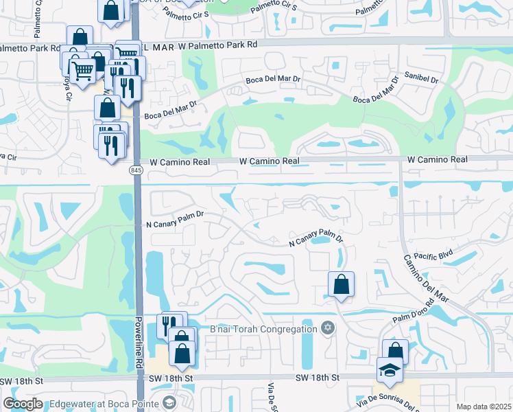 map of restaurants, bars, coffee shops, grocery stores, and more near 6636 Patio Lane in Boca Raton