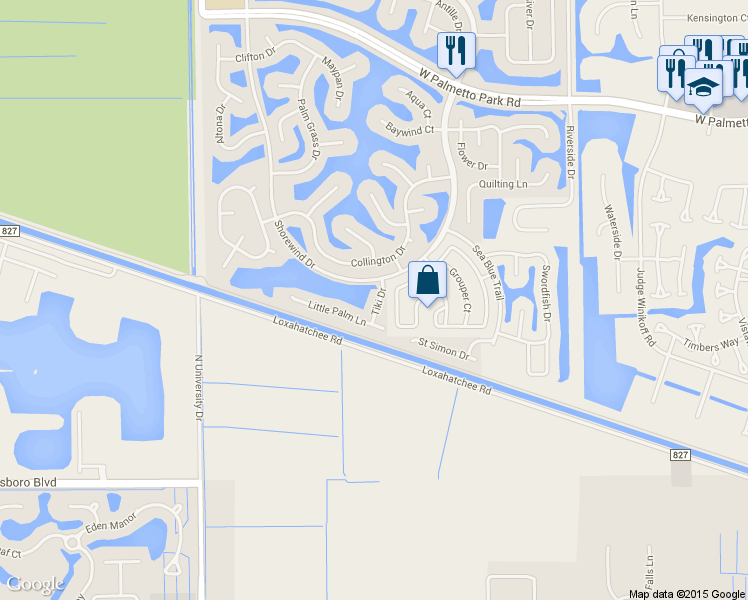 map of restaurants, bars, coffee shops, grocery stores, and more near 22453 Tiki Drive in Boca Raton