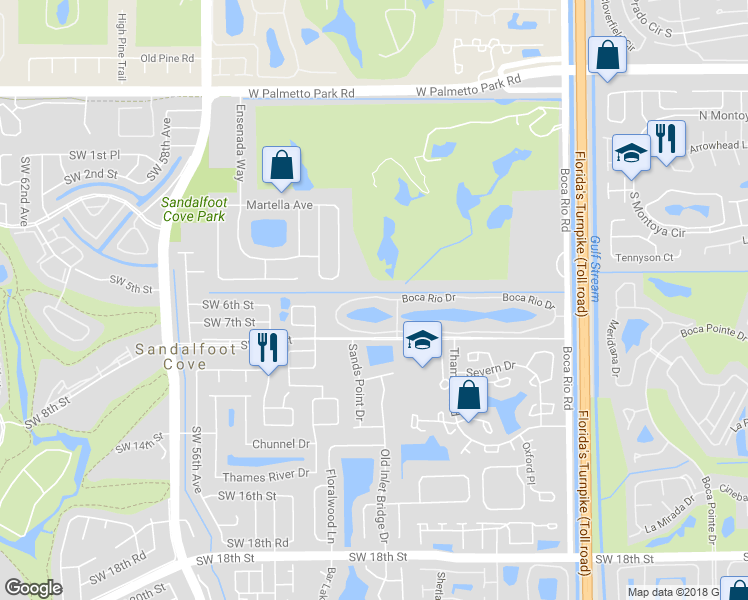 map of restaurants, bars, coffee shops, grocery stores, and more near 8235 Boca Rio Drive in Boca Raton