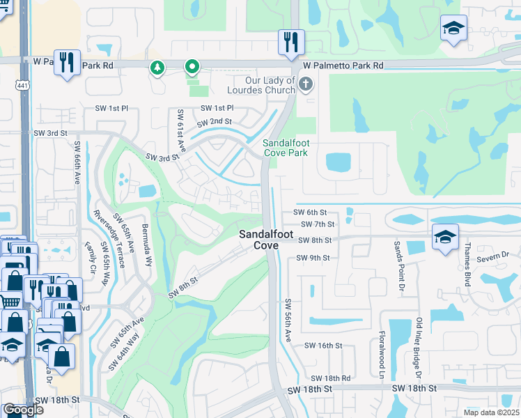 map of restaurants, bars, coffee shops, grocery stores, and more near 9130 Southwest 5th Street in Boca Raton