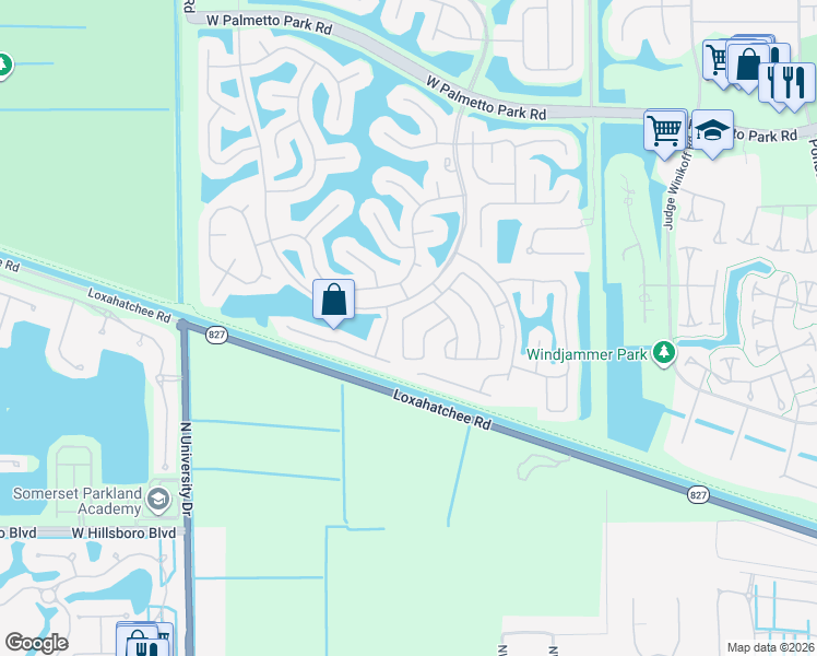 map of restaurants, bars, coffee shops, grocery stores, and more near 22625 Blue Fin Trail in Boca Raton