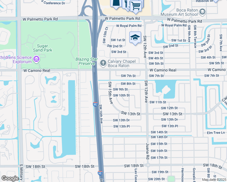 map of restaurants, bars, coffee shops, grocery stores, and more near 1450 Southwest 9th Circle in Boca Raton