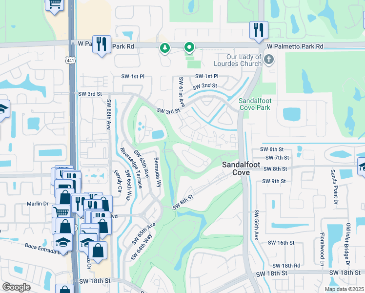 map of restaurants, bars, coffee shops, grocery stores, and more near 9470 Southwest 61st Way in Boca Raton