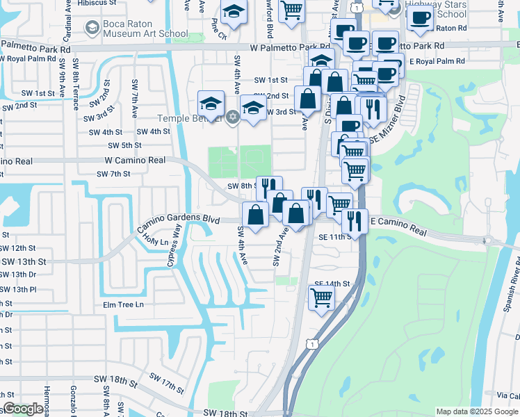 map of restaurants, bars, coffee shops, grocery stores, and more near in Boca Raton