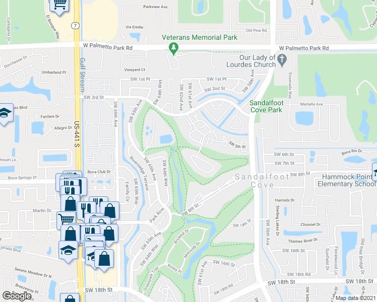 map of restaurants, bars, coffee shops, grocery stores, and more near 10025 Boca Vue Drive in Boca Raton