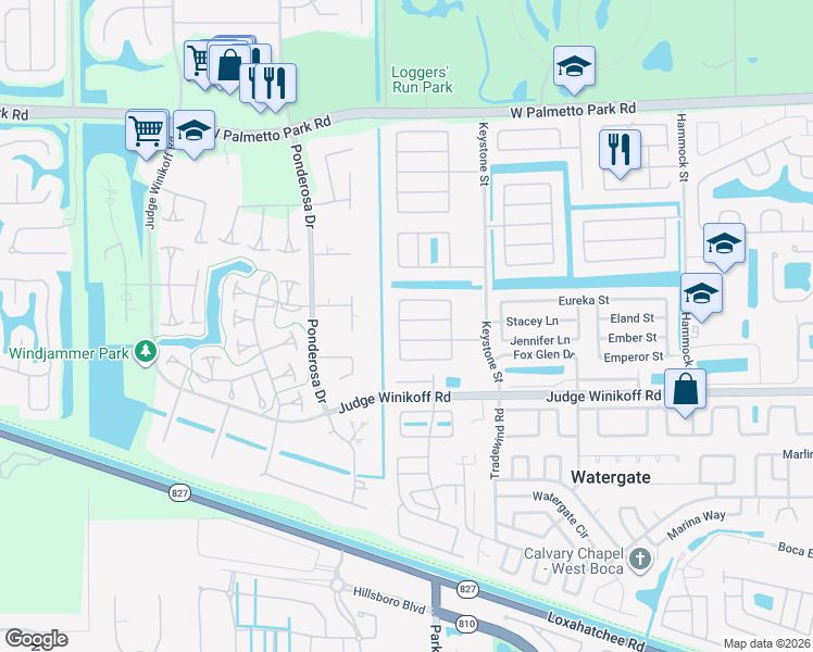 map of restaurants, bars, coffee shops, grocery stores, and more near 11154 Ladino Street in Boca Raton